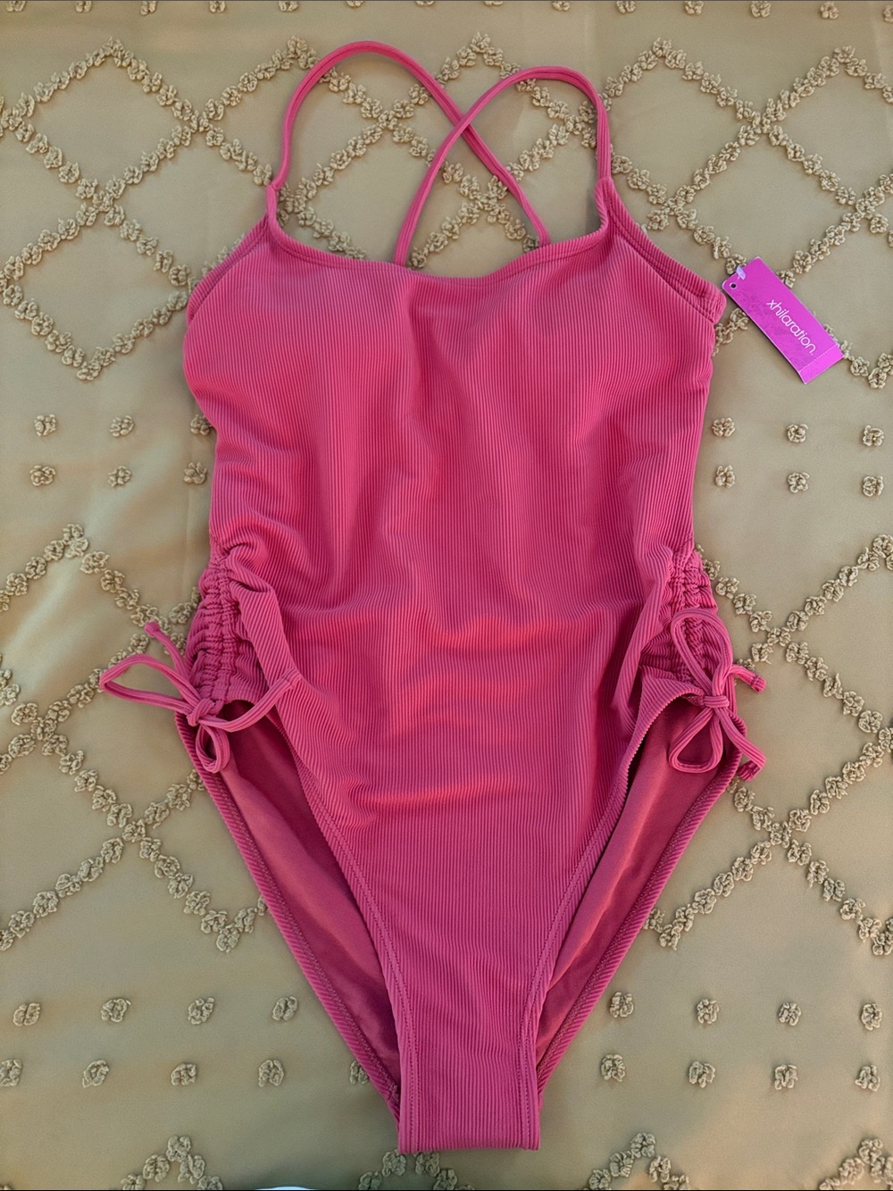 Xhilaration Ribbed One-Piece Swimsuit with Side Ties
